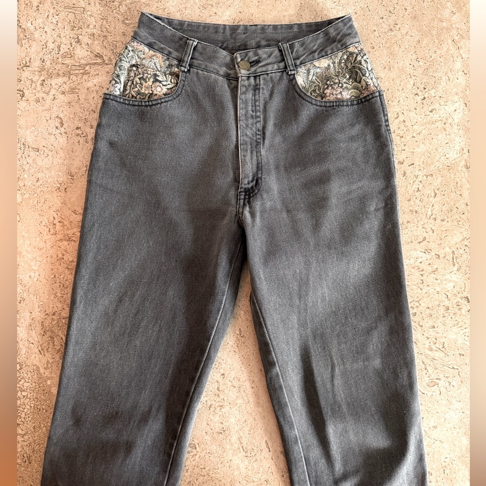 🍁50% Off Rdy 4 Fall Sale VINTAGE Ja Cetch Straight Leg Cropped Jeans w/ Tapestry